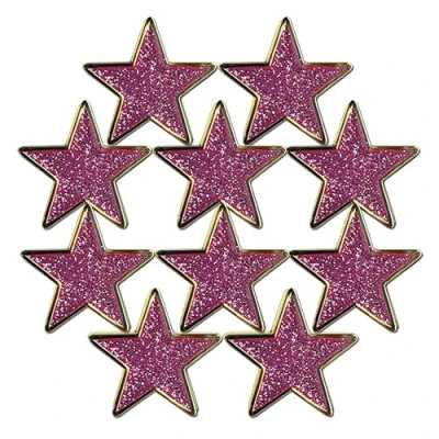 Image of Glitter Star Badge Lapel Pin 10 Pack (Pink)
