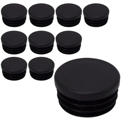 Image of SKIR&#039;CO (10 pcs) Round Tube Inserts 38 mm, Fence Post Plugs, Black Plastic End Caps, Pipe RAL 9005