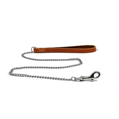 Image of Ancol Heritage Extra Heavy Chain Lead W/leather Handle Tan 50cm Sz 7 9