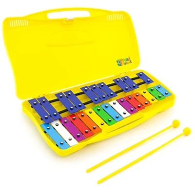 Image of Mad About XYL50 CL 25 Note Chromatic Glockenspiel &amp; Two Beaters Yellow Case Ideal Introduction to Musical Harmony Metallophone Xylophone