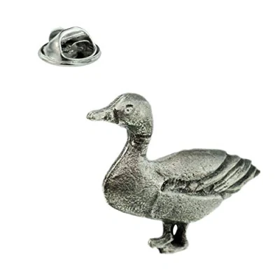 Image of English Pewter Duck Lapel Pin Badge In British