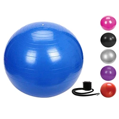 Image of Ever Rich ® EXERCISE GYM YOGA SWISS BALL FITNESS PREGNANCY BIRTHING 65CM / 75CM + FOOT PUMP (75CM, BLUE)