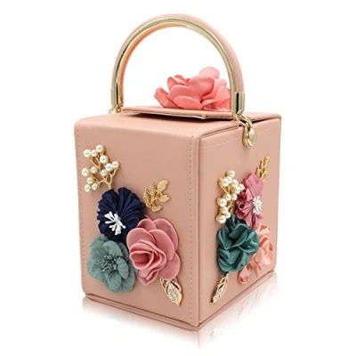 Image of Milisente Women Flower Clutches Evening Bag Purse Handbag for Wedding (Light Pink)