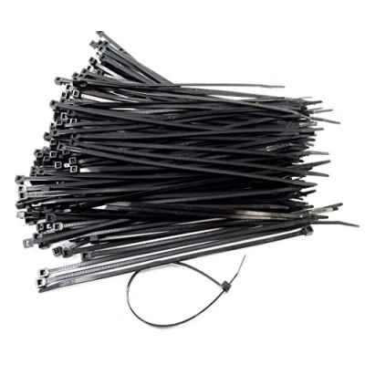 Image of Nartel® 100 Pack of Black Cable Ties, 200mm x 2.5mm, 8&quot; Premium Tie Wraps, Nylon Zip Ties