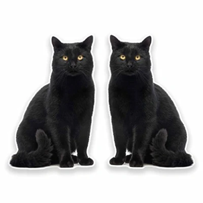 Image of DestinationVinyl 2 x 15cm/150mm Black Cat Vinyl SELF ADHESIVE STICKER Decal Laptop Car Travel Luggage Label Tag #9641