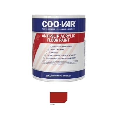 Image of CooVar Anti Slip Acrylic Floor Paint Red 2.5 Litre