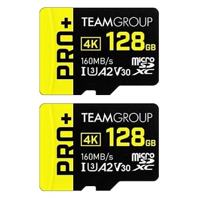 Image of TEAMGROUP A2 Pro Plus Card 128GB x 2 Pack Micro SDXC UHS I U3 V30, R/W up to 160/110 MB/s for Nintendo Switch, Gaming Devices, Tablets, Smartphones,4K Shooting, with Adapter TPPMSDX128GIA2V3064