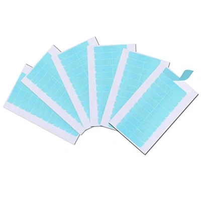 Image of Hair Extension Tape Tabs 72pcs Double Sided Adhesive for Weft Replacement 4 x 0.8cm Blue