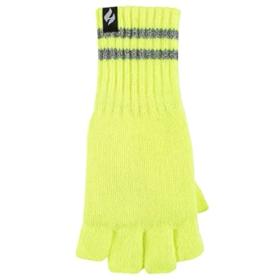 Image of Mens 1 Pair SOCKSHOP Heat Holders 3.2 TOG Workforce Fingerless Gloves Bright Yellow One Size