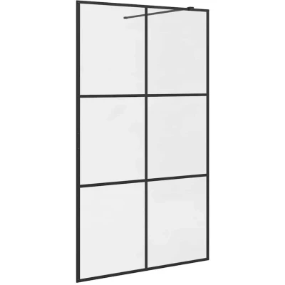 Image of vidaXL Walk in Shower Wall with Clear ESG Glass 115x195 cm Black