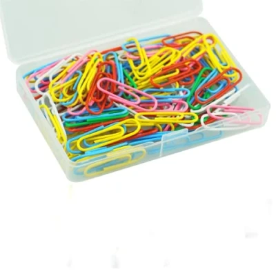 Image of 110 Pcs Coloured Paper Clips, Plastic Coated Metal Paperclips Clips Clamps with Box for Office School Stationery Document, Small Clips(28mm, Assorted Color)