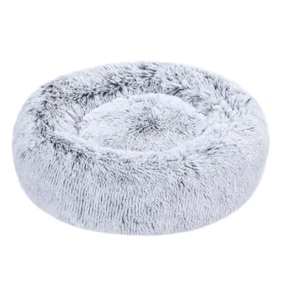 Image of Amazon Basics Plush Doughnut Pet Bolster, Soft Faux Fur Bed for Dog, Machine Washable, 59 cm, Grey