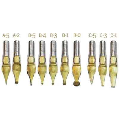 Image of Speedball 10 Pen Nib Assortment Set, Broad Edge Nibs, Triple Reservoir Design, Calligraphy Ink Pen, Handwriting, Lettering, Fountain, Crow, For Artist Caligraphy Silver