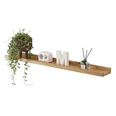 Image of Gieanoo Floating Shelf,60cm Solid Oak Wood Rustic Shelf Wall mounted Picture Ledge with lip radiator Display For Living Room,Kitchen,Bedroom,Bathroom