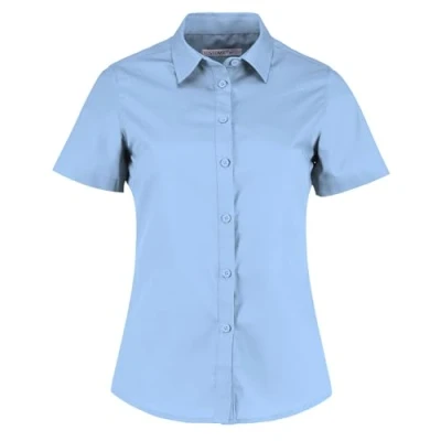 Image of Kustom Kit Womens S/S Poplin Shirt, Light Blue, 22. KK241
