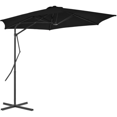 Image of vidaXL Garden Parasol with Steel Pole Black 300x230 cm