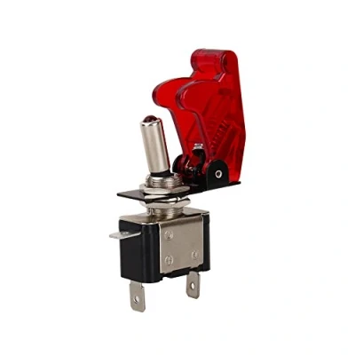 Image of Red Cover Rocker Toggle Switch, Fydun Car SPST Dome Fog Light Switch 12V 20A ON/OFF with Safety
