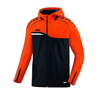 Image of JAKO Competition 2.0 Men&#039;s Hooded Jacket, mens, 6818, Black/neon orange, 128