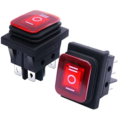 Image of Taiss/2Pcs Waterproof Rocker Toggle Switch 16A 250V 20A 125V AC 6 Pins 3 Position ON/Off/ON DPST Red LED Light Illuminated KCD4 203N R