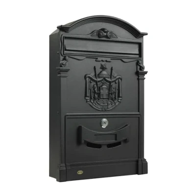 Image of Amig Classic Style Mailbox for Outdoor Use Post Locker Walls, Walls or Fences 40.5 x 25.5 8.5 cm Aluminium Includes Screws Matte Black Colour