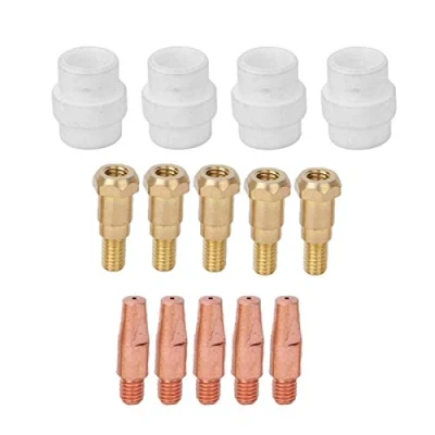 Image of 24KD Gas Diffuser, 14pcs MIG Welding Torch Part Holder CNC Easy Installation with 5 Tip 4 Diffuser for Torch(Binzel (0.8mm Conductive tip))