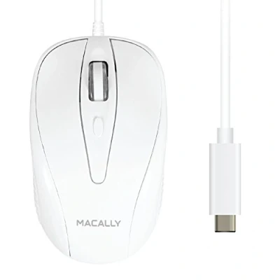 Image of Macally UCTURBO 3 Button USB C Wired Mouse for MacBook, MacBook Pro, white