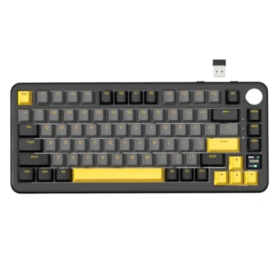 Image of ATTACK SHARK X85PRO Wireless Mechanical Keyboard with TFT Display &amp; Knob, 75% QMK Gasket mounted Gaming Keyboard, 2.4G/BT/USB C Wired,Hot Swappable Linear Switch, 4000mAh,NKRO, RGB (Black)