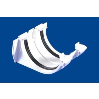 Image of Polypipe (ex Geberit) 110mm Terrain Crescent 2151.4g Union Joint with mounting Bracket Grey