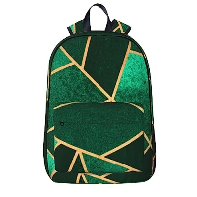 Image of AABSTBFM Black And Gold Geometric School Backpack Lightweight Simple College Rucksack 15.6 Inch Laptop Bags Casual Travel Daypack For Girls Boys