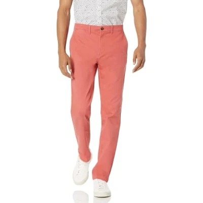 Image of Amazon Essentials Men&#039;s Slim Fit Casual Stretch Chino Trouser, Raspberry Red, 33W / 28L