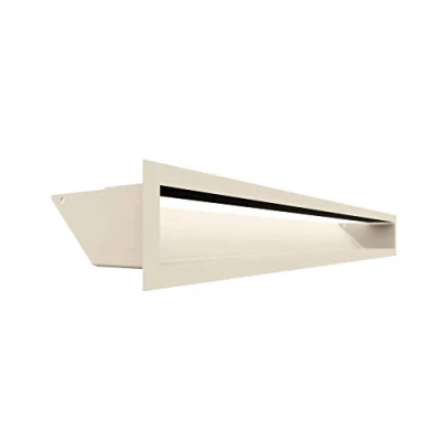 Image of KRATKI Air Ventilation Grille, Warm 9 x 80 cm, Cream, Exhaust Grille for Fireplace Ventilation, Intake at an Angle of 45 Degrees, Overheat Resistant, Ideal Modern Interiors