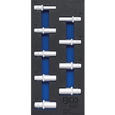 Image of BGS 4057 Tool Tray 1/3: Sockets, Hexagon 12.5 mm (1/2&quot;) 10 24 deep 9 pcs.
