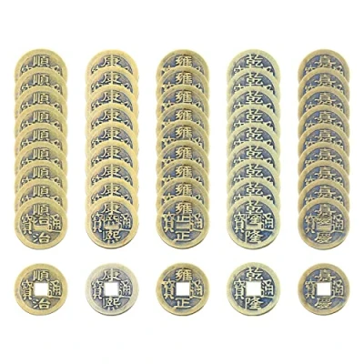 Image of TIANNAIT 50pcs Chinese Feng Shui Coins, Lucky Antique Copper Ancient Emperor Bring Happiness, Health and Prosperity Home Accessories