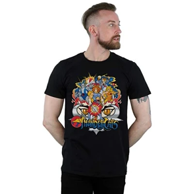 Image of Absolute Cult Thundercats Men&#039;s Action Group Shot T Shirt Black Large