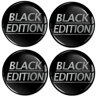 Image of Biomar Labs 4 x 45 mm 3D Silicone Stickers for Hub Caps Wheel Cap Decals Black Edition V 10