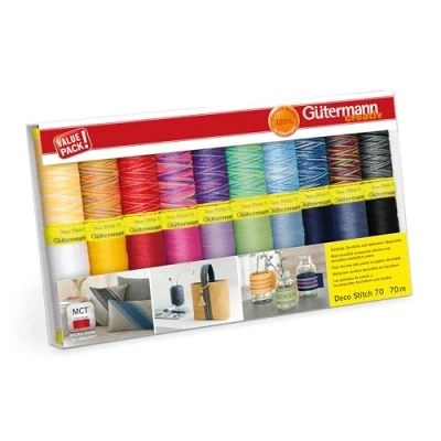 Image of Gütermann Deco Stitch Assorted Colours (70m) Sewing Thread Set 1 20 Pieces