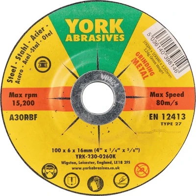 Image of York 100X6X16MM A30RBF DPC Grinding Disc, Type 27