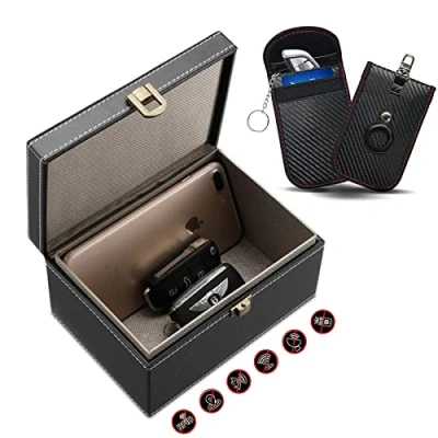 Image of FOVNOT Faraday Box for Car Keys, Key Signal Blocker RFID Blocking Keys with Pouch 2 Pack