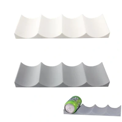 Image of Makoto Nobu 2 Pcs Fridge Wine Rack Stackable Non Slip Refrigerator Bottle Holder, European Style Display Mat for Kitchen, Table, Pantry, Cabinet, Countertop, White &amp; Grey
