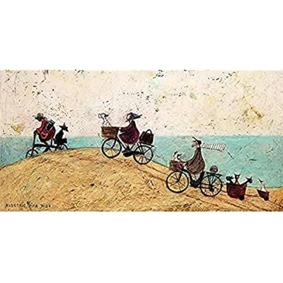 Image of Art Group AFWDC93138 The Sam Toft Electric Bike Ride Canvas Print, Cotton, Multi Colour, 1.8 x 50 100 cm