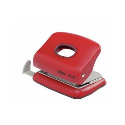 Image of Rapid Fashion FC20 2 Hole Punch, Punches up to 20 Sheets, Adjustable Guide Bar, Ergonomic Design, Red, 23256402