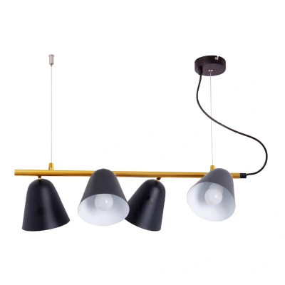 Image of Näve Triton hanging light, black and gold, four bulb