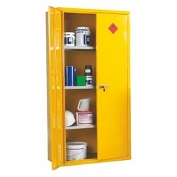 Image of Heavy Duty Hazardous Substance Cupboard; 3 Shelves Double Door; Yellow