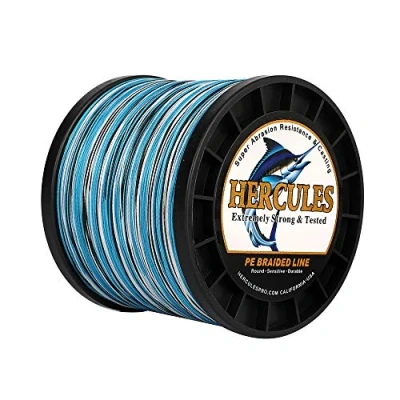 Image of Hercules Braided Fishing Line 2000m 2187yds 6lbs 100lbs Pe Superline 4 Strands (Blue Camo 100lb/45.4kg 0.55mm)