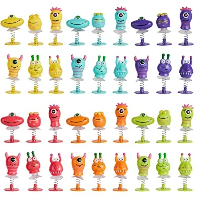 Image of THE TWIDDLERS 36 Monster Spring Jump Up Pop Toys for Kids, 6cm Birthday Party Favours, Goody Bag Fillers and Toy Gift Set, Classroom Prizes