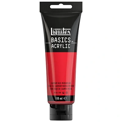 Image of LIQUITEX Basics Acrylic Paint, Cadmium Red Medium Hue, 118 ml Tube