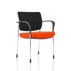 Image of Brunswick Deluxe Black Fabric Back Chrome Frame Seat Orange With Arms