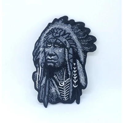 Image of Chief Native American Indian Iron on Sew Embroidered Patch