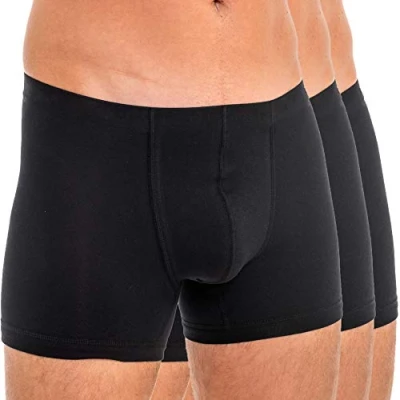 Image of HERMKO 3901 3 Pack Men&#039;s Boxer Shorts in 100% Organic Cotton, Size:X Large, Colour:Black