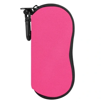 Image of MoKo Eyeglass Soft Case, Zippered Neoprene Sunglasses Pouch with Clip for Men Women Magenta